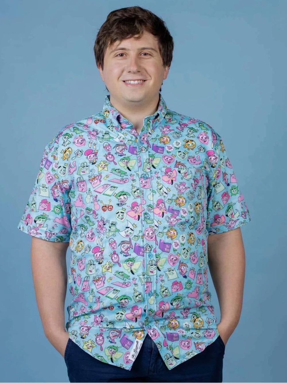 NWT RSVLTS x Nickelodeon Fairly Odd Parents Short Sleeve Button Down Shirt SZ M